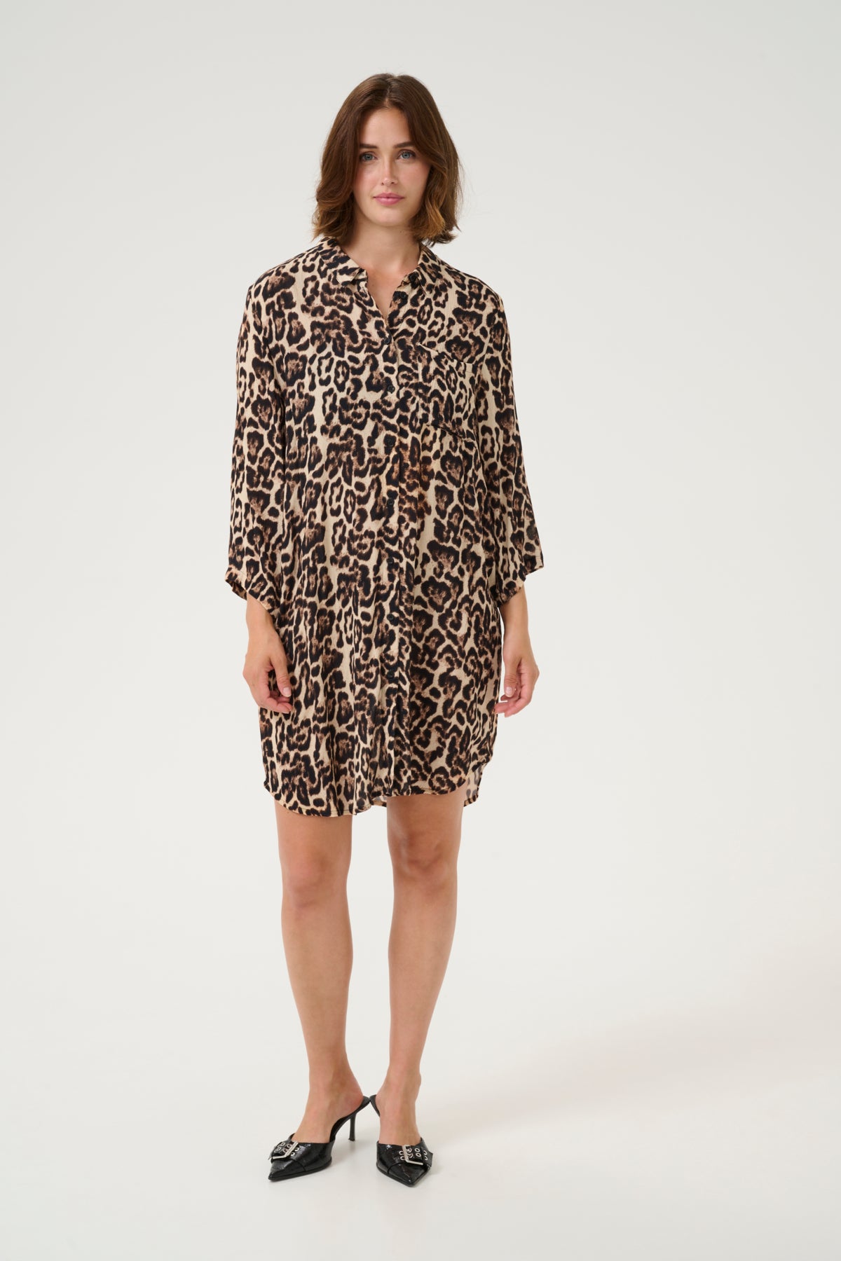 KAhildur Amber Shirt Dress Naturel Leopard Print - 10506745