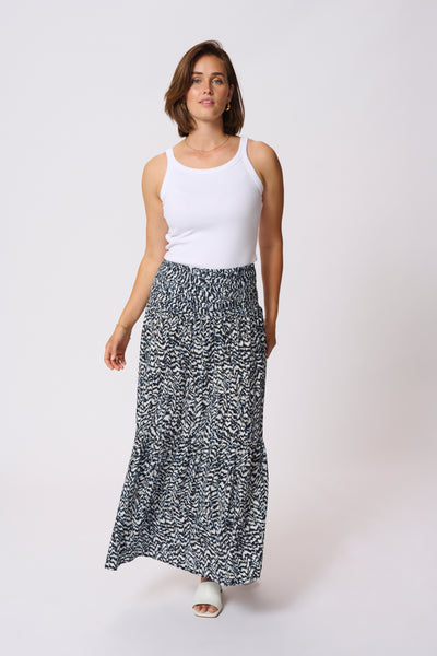 KAmaxi Smock Skirt Blue / White Graphic Print - 10508816 Thumbnail