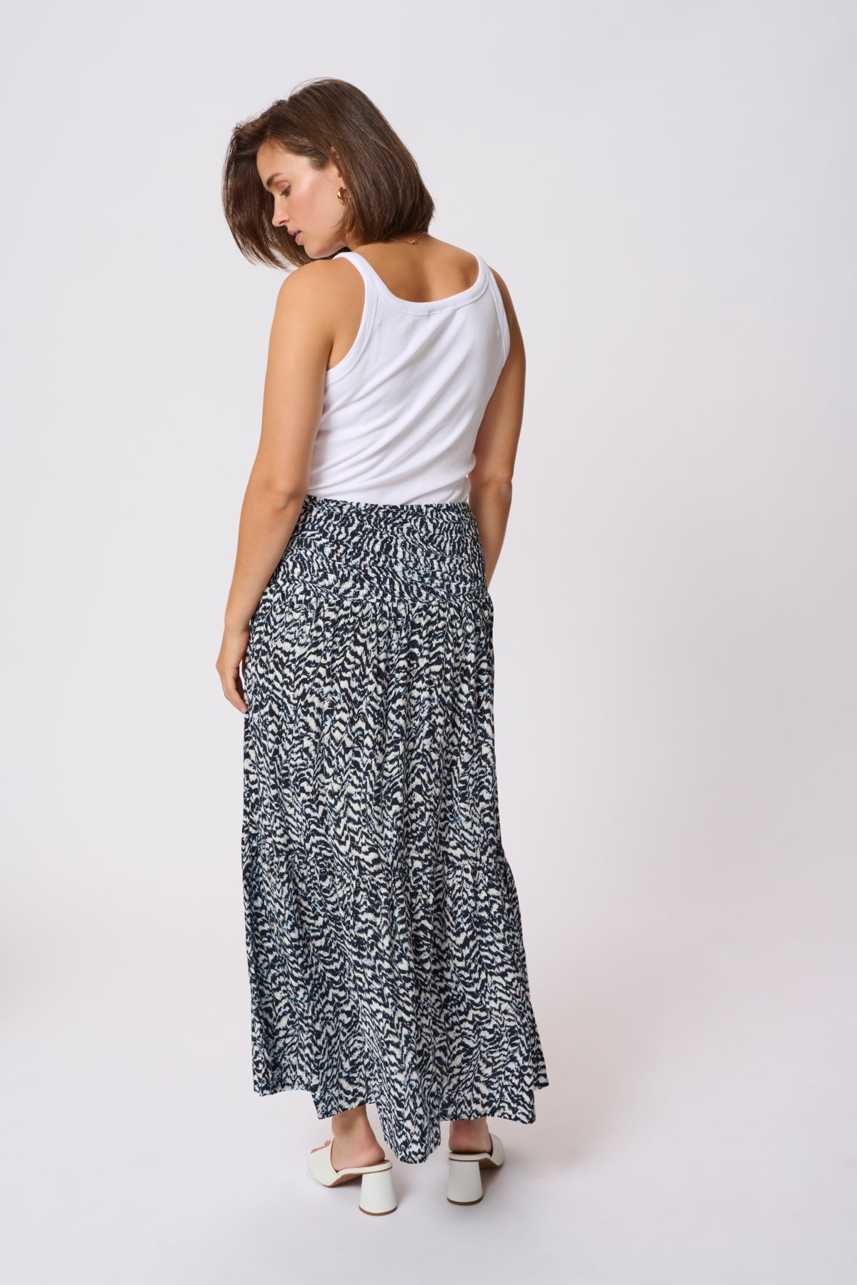 KAmaxi Smock Skirt Blue / White Graphic Print - 10508816