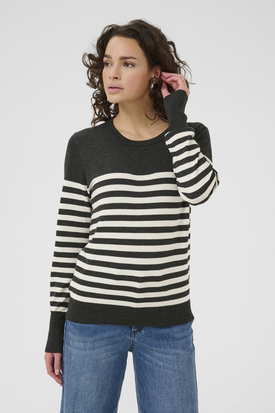 KAlizza Striped Knit Pullover DGM/Turtledove Half Stripe - 10509065 Thumbnail