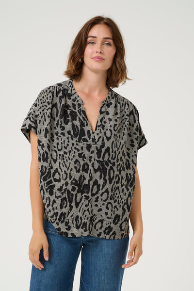 KAmilia Wing SL Blouse Moonstruck / Black Animal - 10509670 Thumbnail