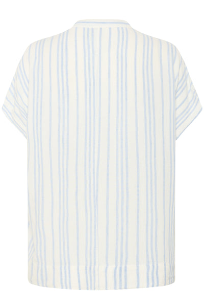 KAmilia Wing SL Blouse Chalk/Soft Chambray Stripe - 10509670 Thumbnail