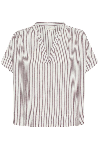 KAmilia Wing SL Blouse Chalk/Fudge Stripe - 10509670 Thumbnail