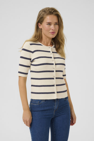 KAmorita Cardigan Silver white/ Blue stripe - 10509948 Thumbnail