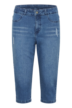 KAlaurine Capri Jeans Washed/Destroyed Blue Denim - 10510760