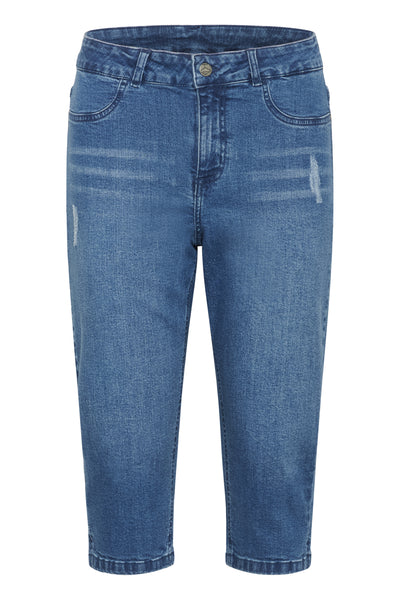 KAlaurine Capri Jeans Washed/Destroyed Blue Denim - 10510760 Thumbnail