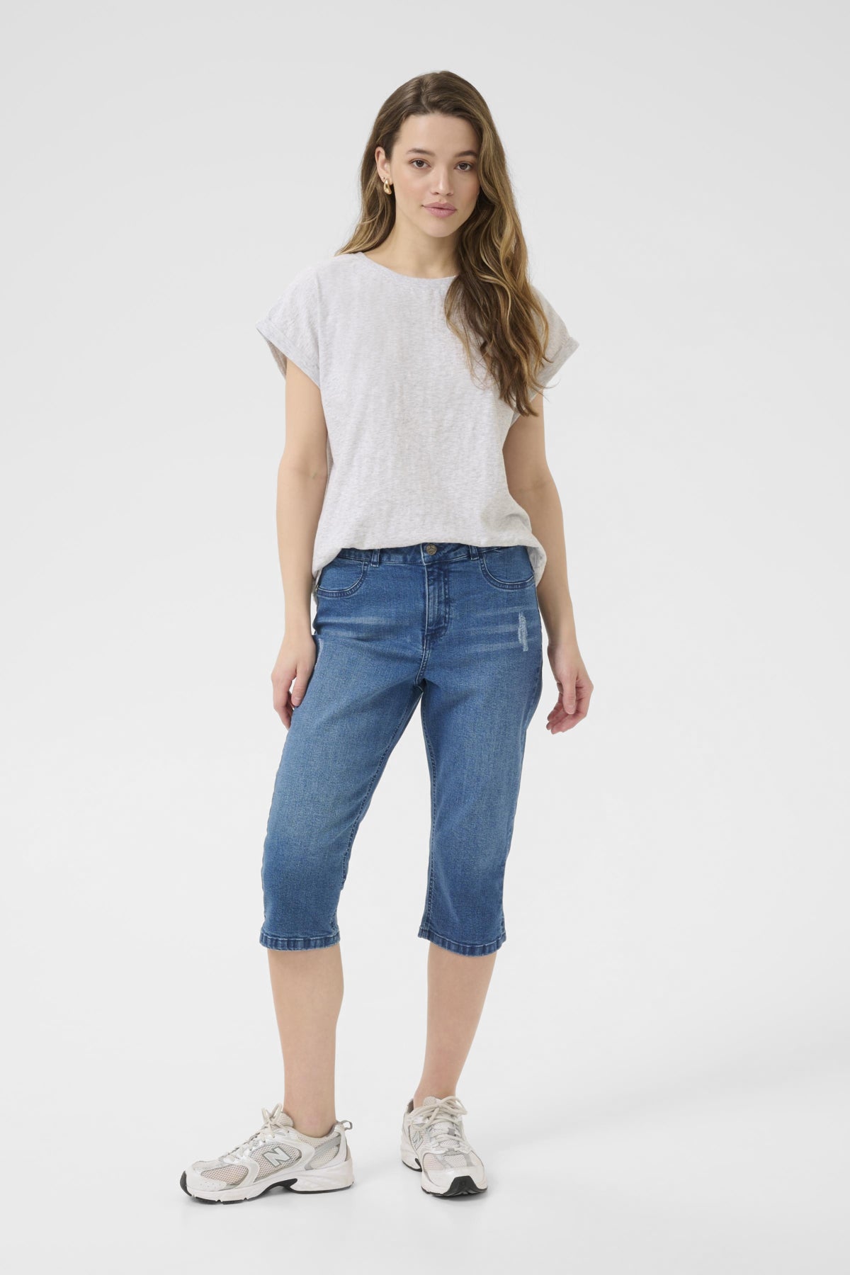 KAlaurine Capri Jeans Washed/Destroyed Blue Denim - 10510760