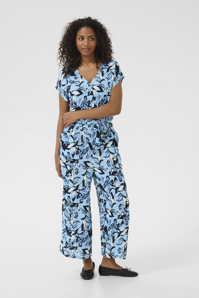 KAmille Amber Jumpsuit Printed Blue Graphic Flower - 10552230 Thumbnail