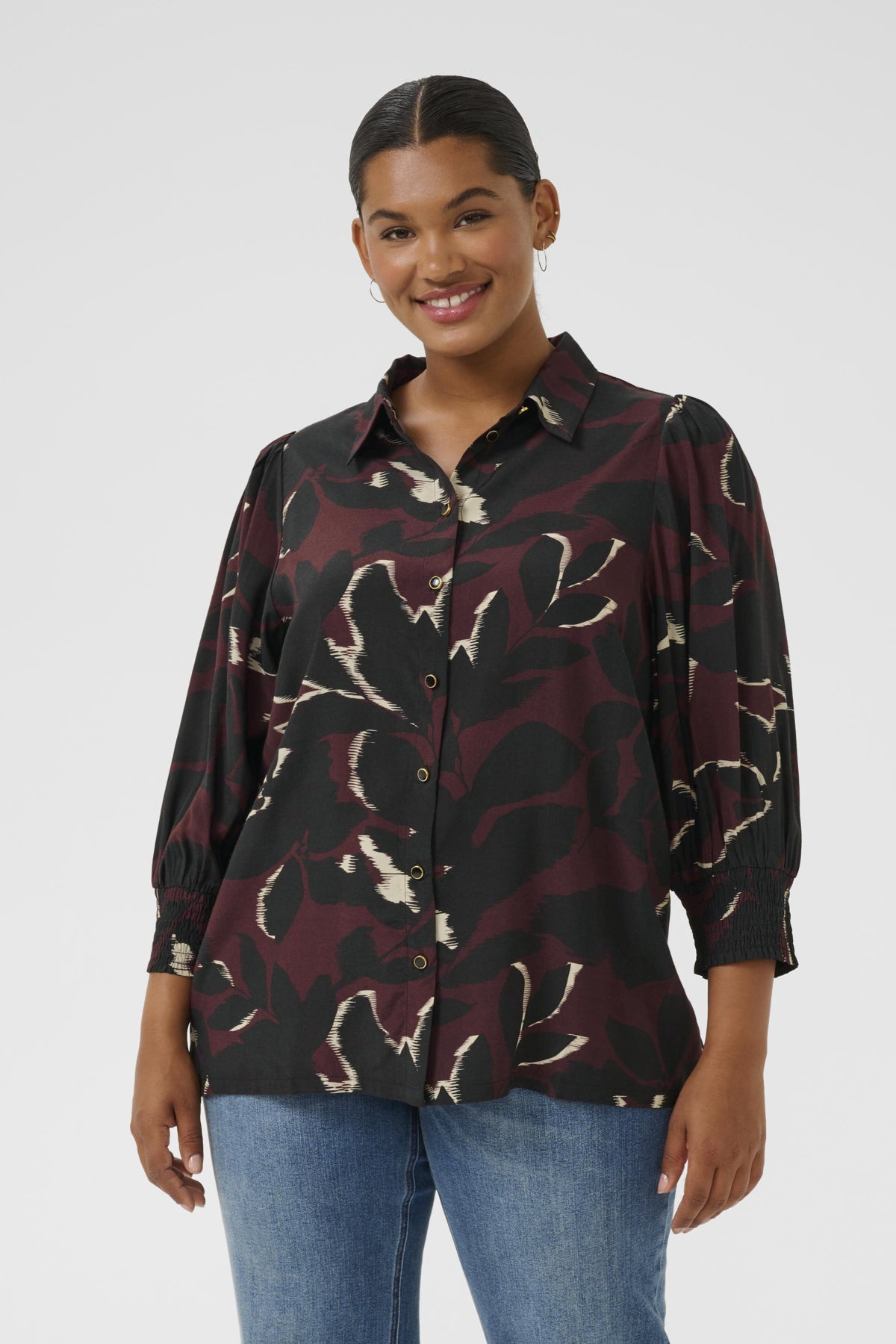 KCmilana Shirt Windsor Wine/Black Flower - 10583651