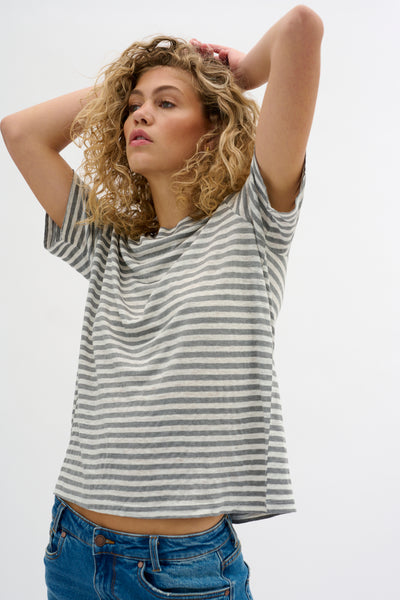 LisaMW Striped Tee Frost Gray Striped - 10704599 Thumbnail