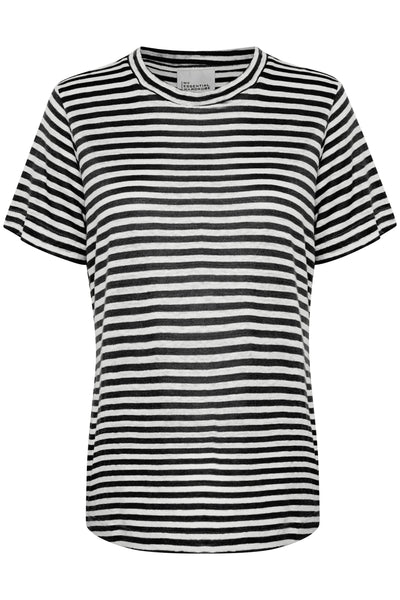 LisaMW Striped Tee Black W.White stripe - 10704599 Thumbnail