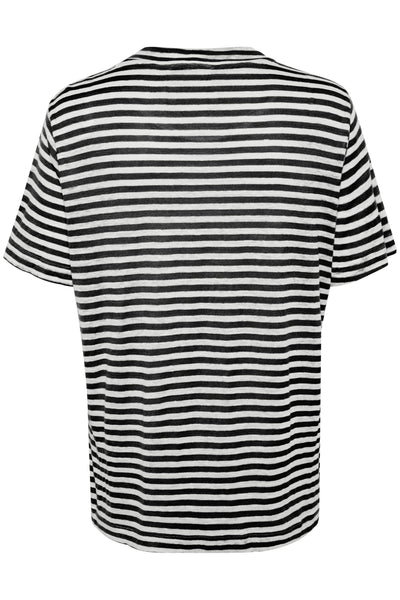LisaMW Striped Tee Black W.White stripe - 10704599 Thumbnail