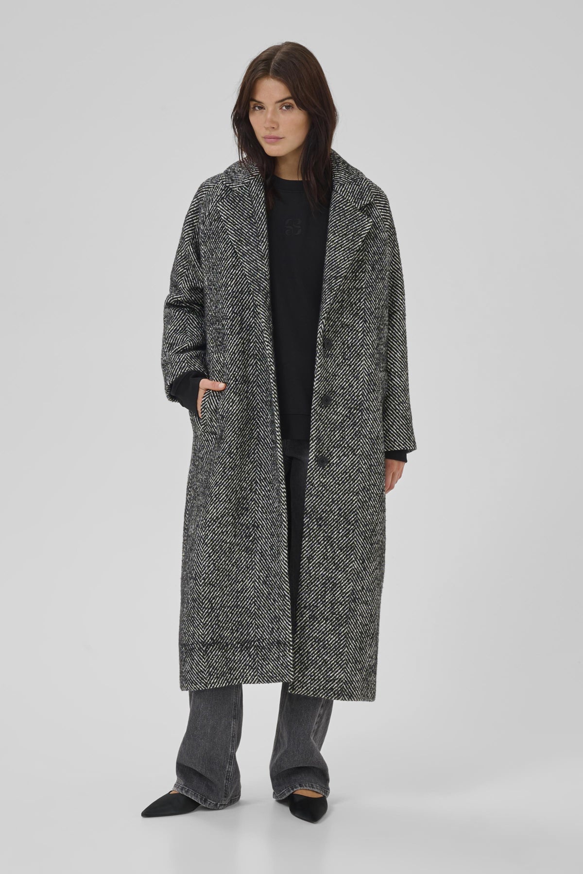 MaggieMW Coat Black - Off White Combo - 10704748