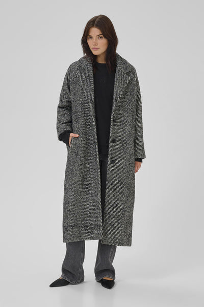 MaggieMW Coat Black - Off White Combo - 10704748 Thumbnail