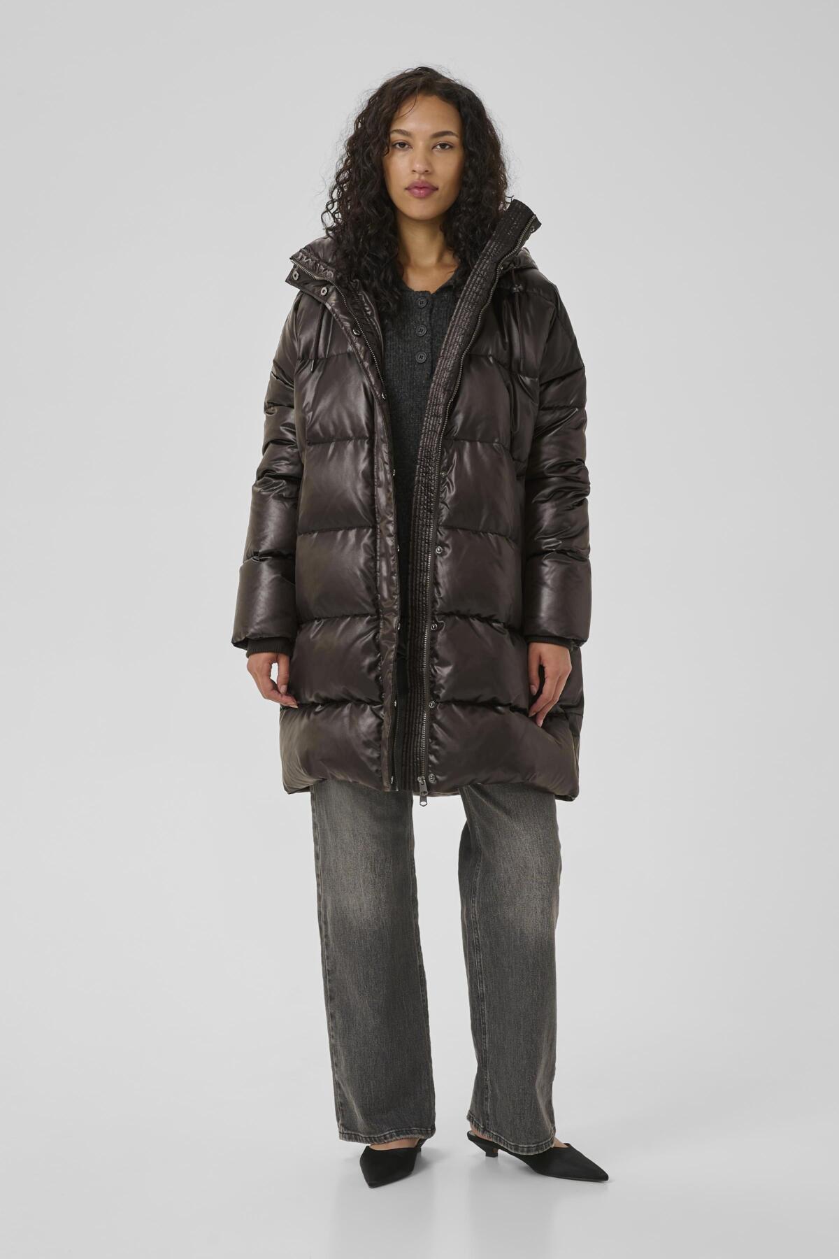 GlossyMW Down Long Jacket Espresso - 10704754