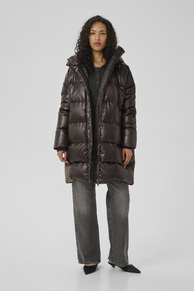 GlossyMW Down Long Jacket Espresso - 10704754 Thumbnail