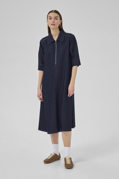 MaloMW 143 Long Dress Dark Blue Un-Wash - 10704782 Thumbnail