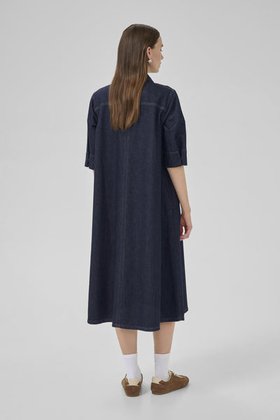 MaloMW 143 Long Dress Dark Blue Un-Wash - 10704782 Thumbnail