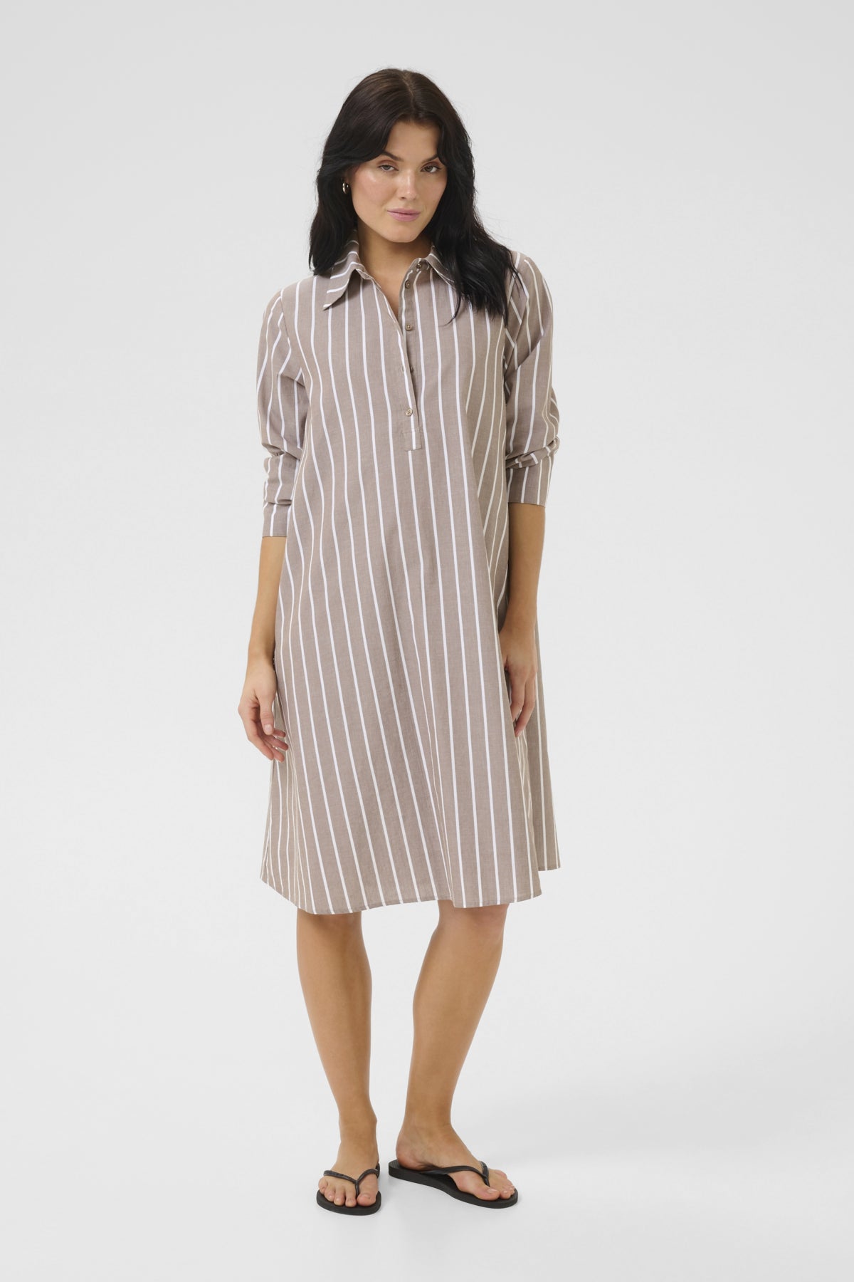 KionaMW Long Dress Walnut Striped - 10705136