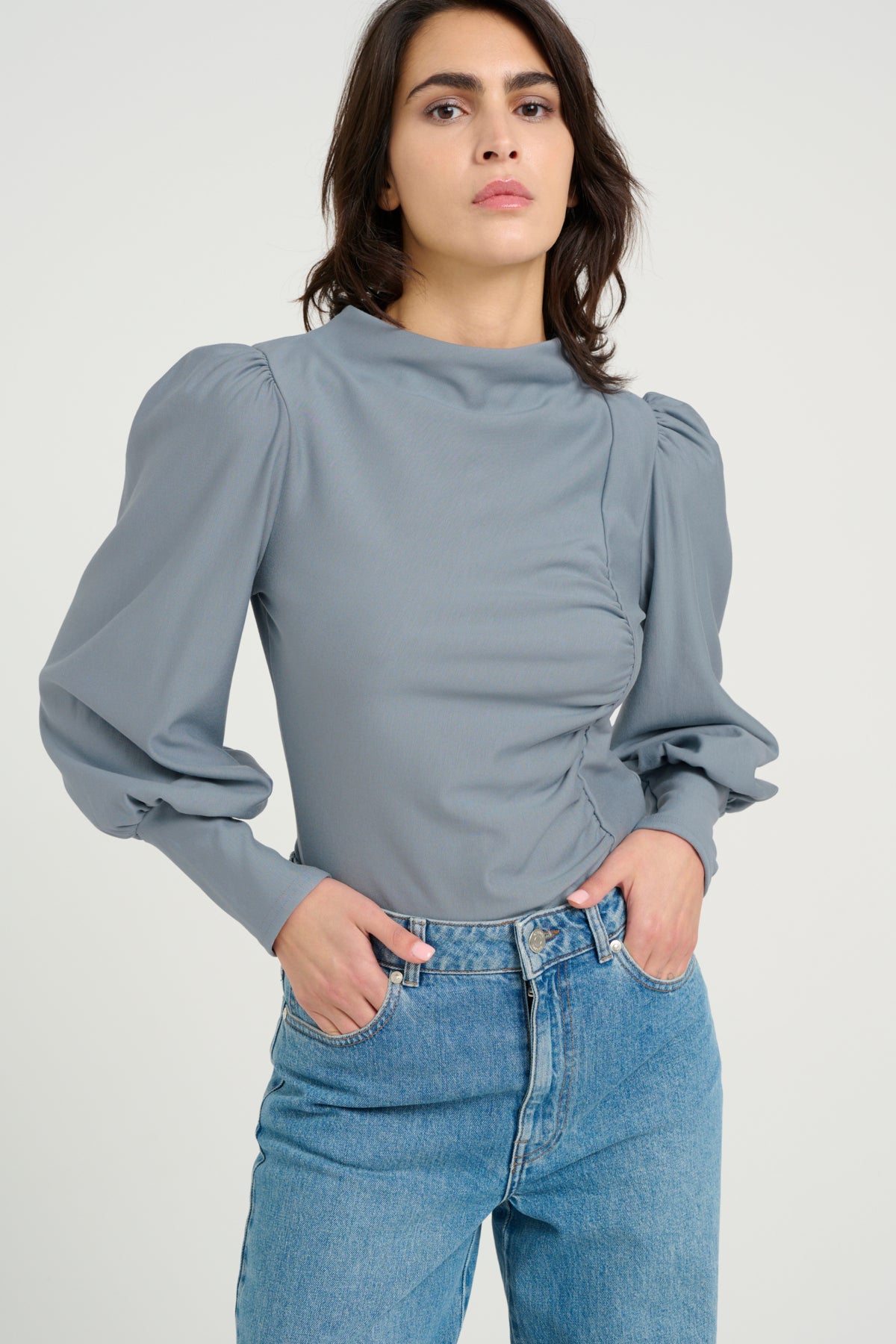 RifaGZ puff blouse Grey blue - 10904986