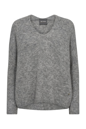 MMThora V-Neck Knit Grey Melange - 153900