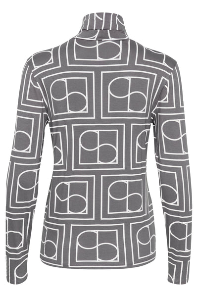 SLHanadi Printed Rollneck LS Dark Gray w White Monogram - 30405647 Thumbnail