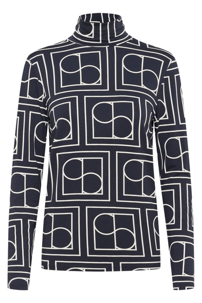 SLHanadi Printed Rollneck LS Navy Monogram Print - 30405647 Thumbnail