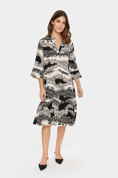 EdaSZ Dress Black Wavy Flowers - 30510220 Thumbnail