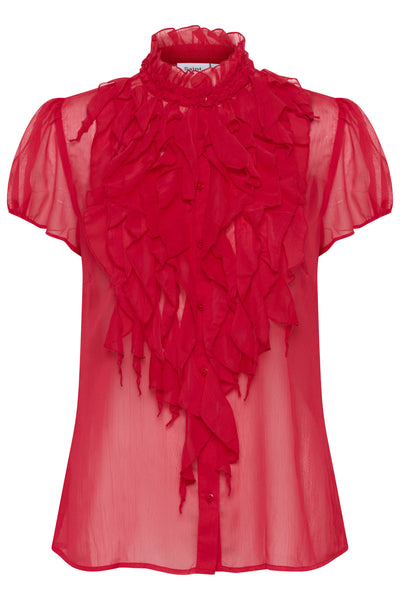 LiljaSZ Crinkle SS Shirt Viva Magenta - 30512464 Thumbnail