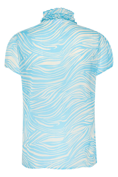 LiljaSZ Crinkle SS Shirt Blue Leaves Strokes - 30512464 Thumbnail