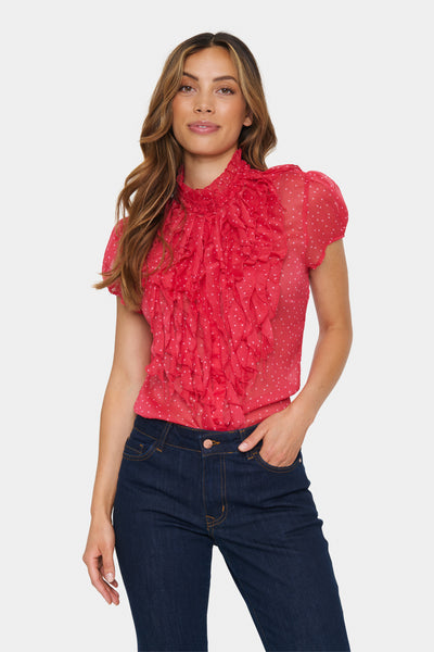 LiljaSZ Crinkle SS Shirt Viva Magenta - 30512464 Thumbnail