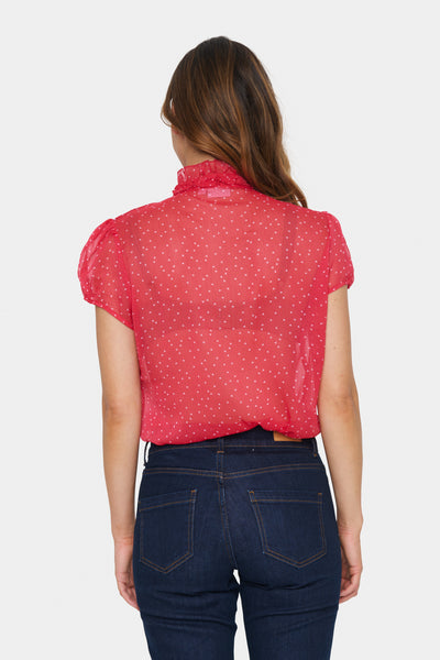 LiljaSZ Crinkle SS Shirt Viva Magenta - 30512464 Thumbnail