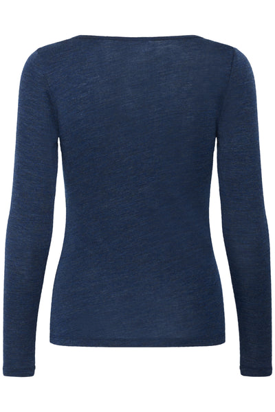 GarimaSZ Wool LS Blouse Pageant Blue Melange - 30513525 Thumbnail