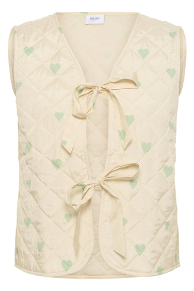 EvittaSZ Quilt Vest Creme Smoke Green Big Hearts - 30513571 Thumbnail