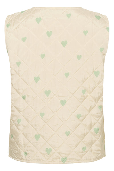 EvittaSZ Quilt Vest Creme Smoke Green Big Hearts - 30513571 Thumbnail