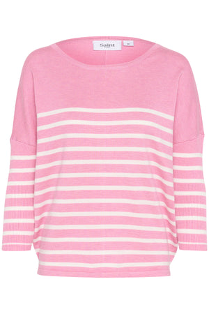 MilaSZ R-neck St. Pullover Sea Pink Mel/Ice Stripe - 30513769