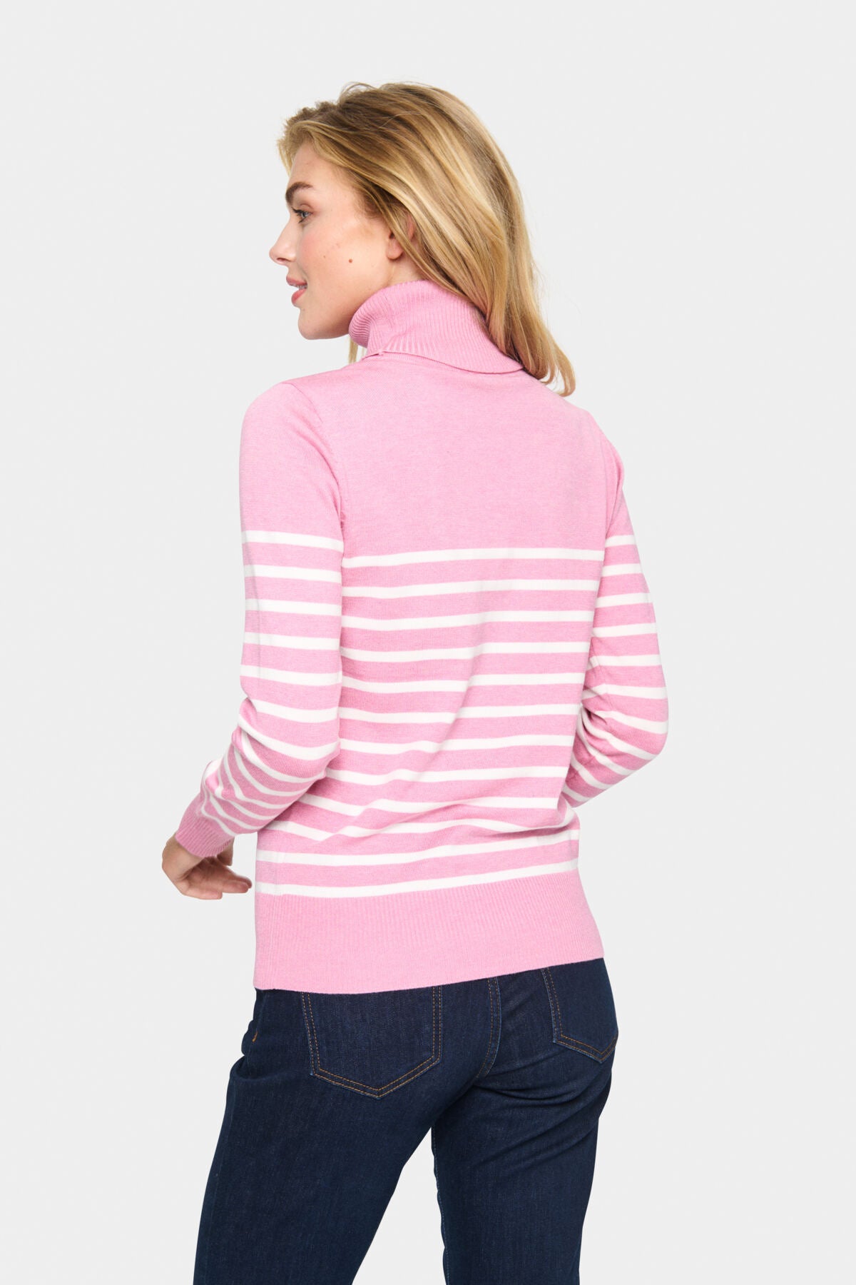 MilaSZ St. Rollneck Pullover Sea Pink Mel/Ice Stripe - 30513772