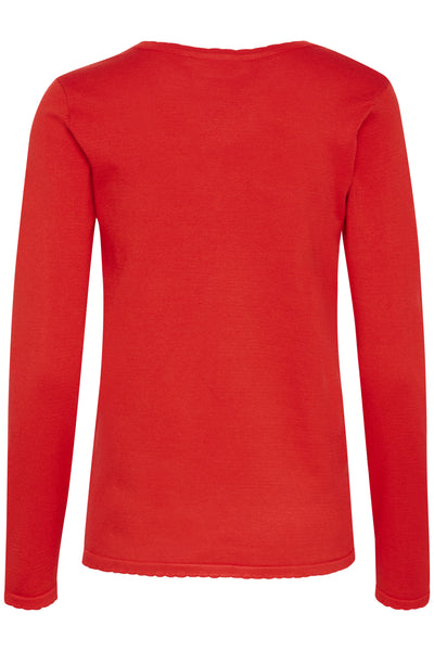 MilaSZ LS V-Neck Pullover Flame Scarlet - 30513960 Thumbnail