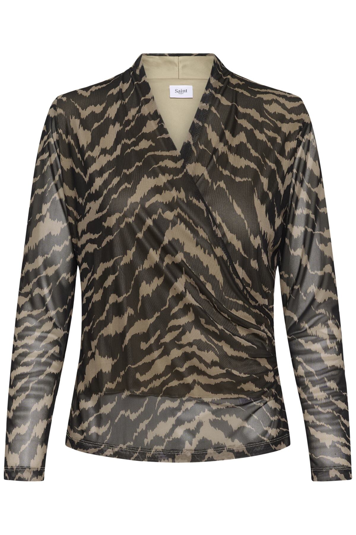 MiggaSZ Wrap Blouse Black Shifted Strokes - 30514842