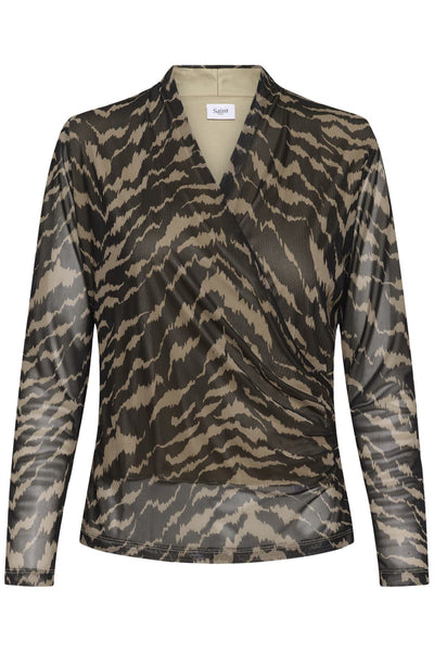 MiggaSZ Wrap Blouse Black Shifted Strokes - 30514842 Thumbnail