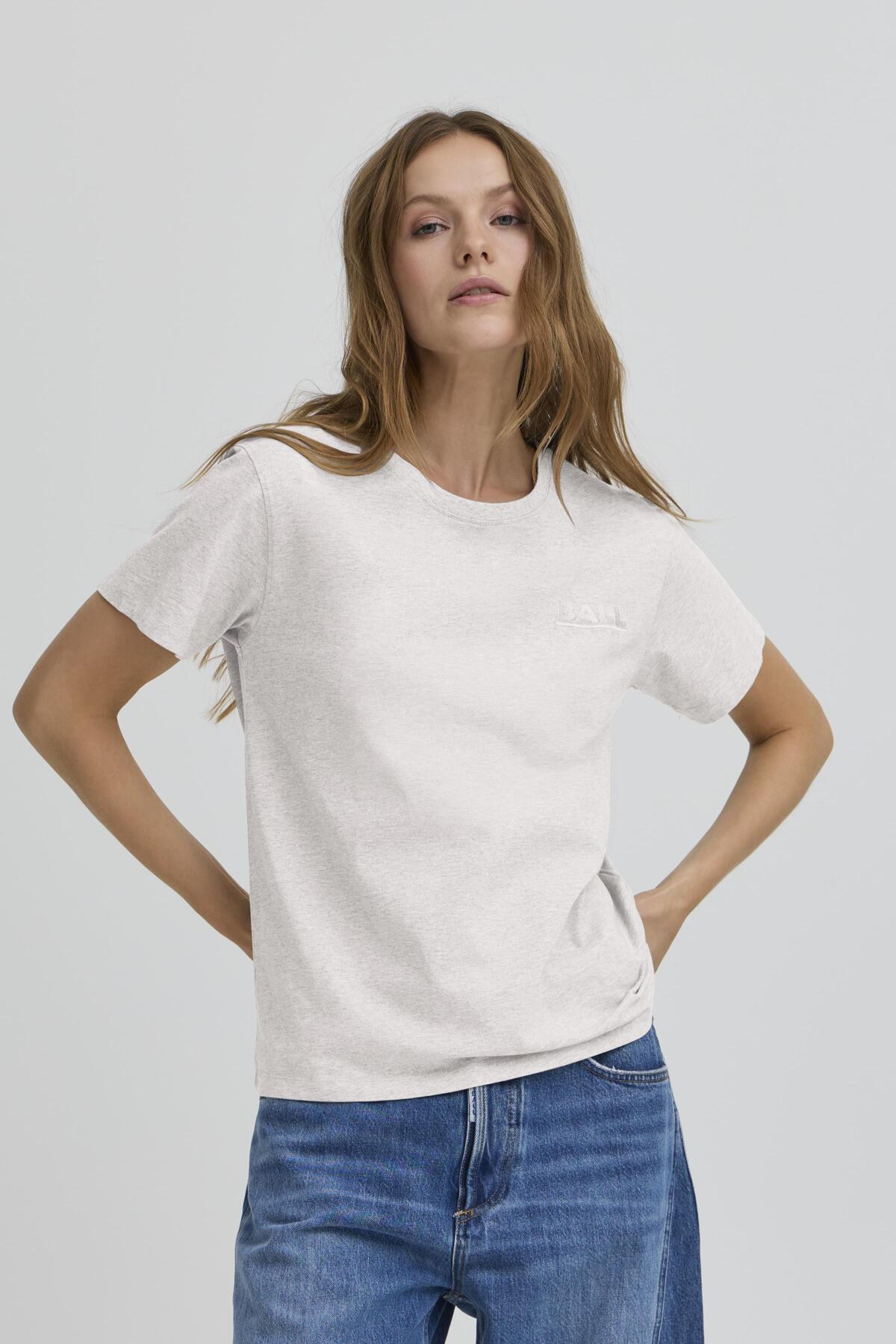 BASIMONA Tshirt MEDIUM GRAY MELANGE - 90000593 - 50405380