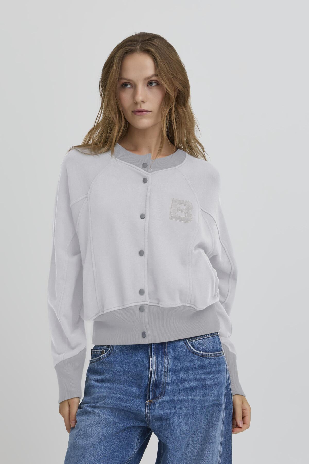 BAALBERTA SWEAT CARDIGAN MEDIUM GRAY MELANGE - 90000593 - 50408097