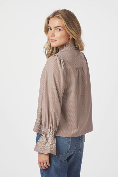 AMARA STRIPED EMB CAMEL - 166705 Thumbnail