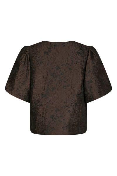 Aisa Brocade Blouse Dark brown - 166369 Thumbnail