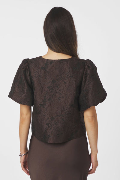 Aisa Brocade Blouse Dark brown - 166369 Thumbnail