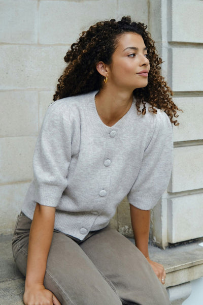 TRUDY CARDIGAN BEIGE MELANGE - 160760 Thumbnail