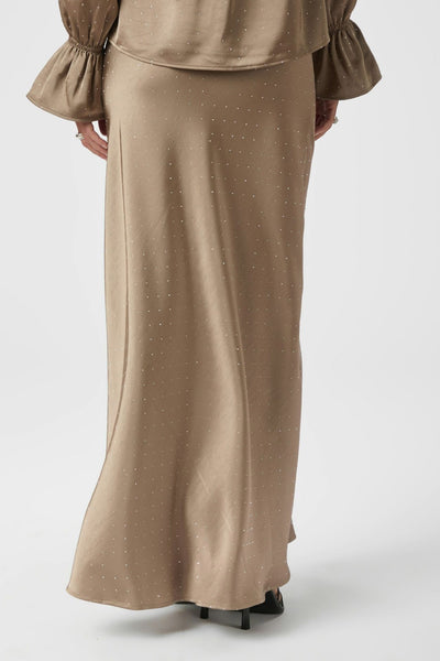 Viso Heavy Sateen Bedaz Skirt DARK TAUPE - 166890 Thumbnail