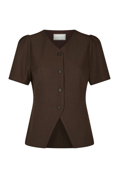 Jules Structure Blouse Dark brown - 165065 Thumbnail