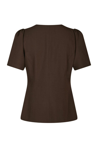 Jules Structure Blouse Dark brown - 165065 Thumbnail