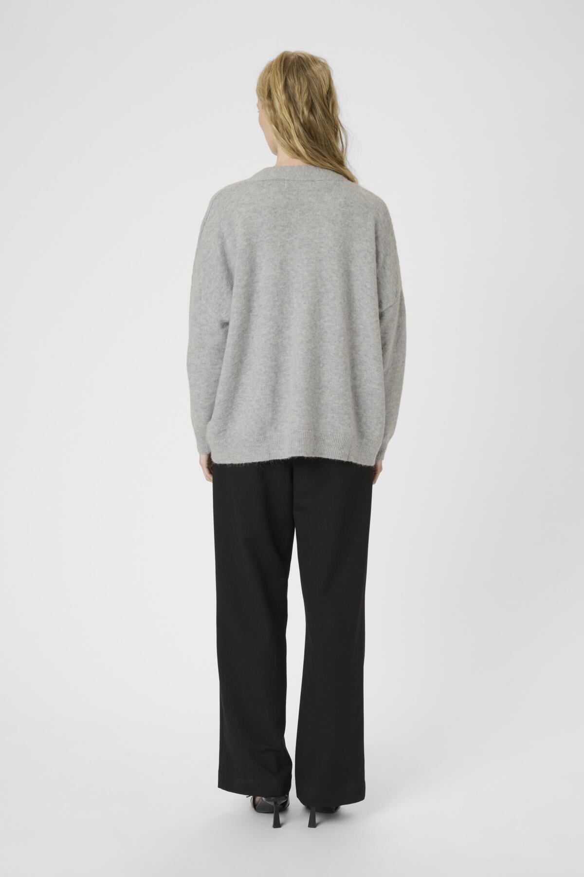 NoraKB Knit Cardigan Frost Gray Melange - 10103292